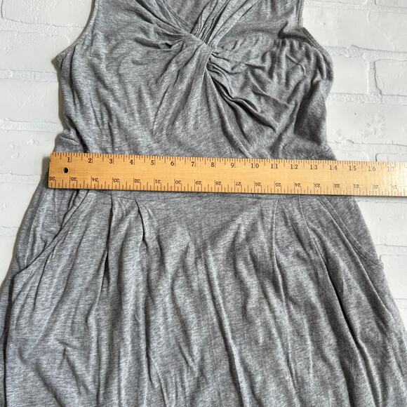 Deletta Anthropologie Gray Jersey Knit Stretch Comfortable Dress Pockets -sz M - Picture 3 of 6